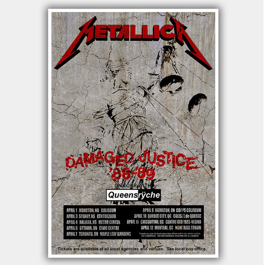 Metallica with Queensryche (1989) - Concert Poster - 13 x 19 inches