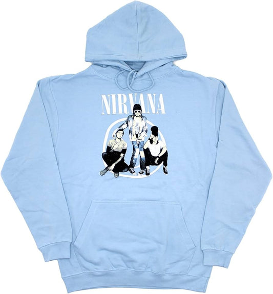 NIRVANA - GROUP - HOODIE BABY BLUE