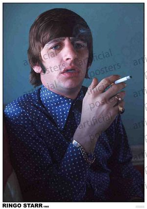 PER8522-RINGO STARR SMOKING PORTRAIT 1965 - LARGE POSTER 24X36"