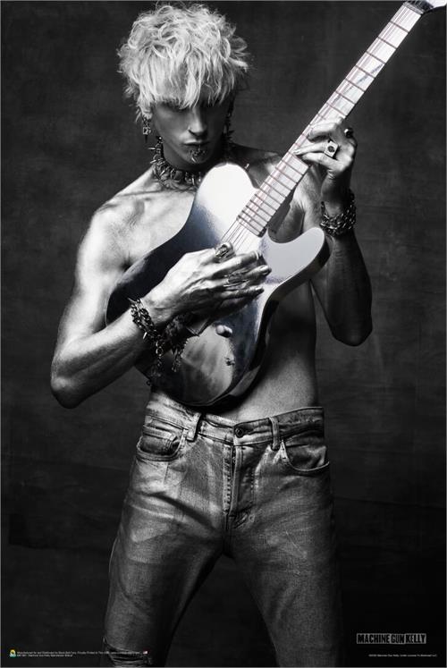 PER8730-MACHINE GUN KELLY B&W PORTRAIT GUITAR - LARGE POSTER 24X36"