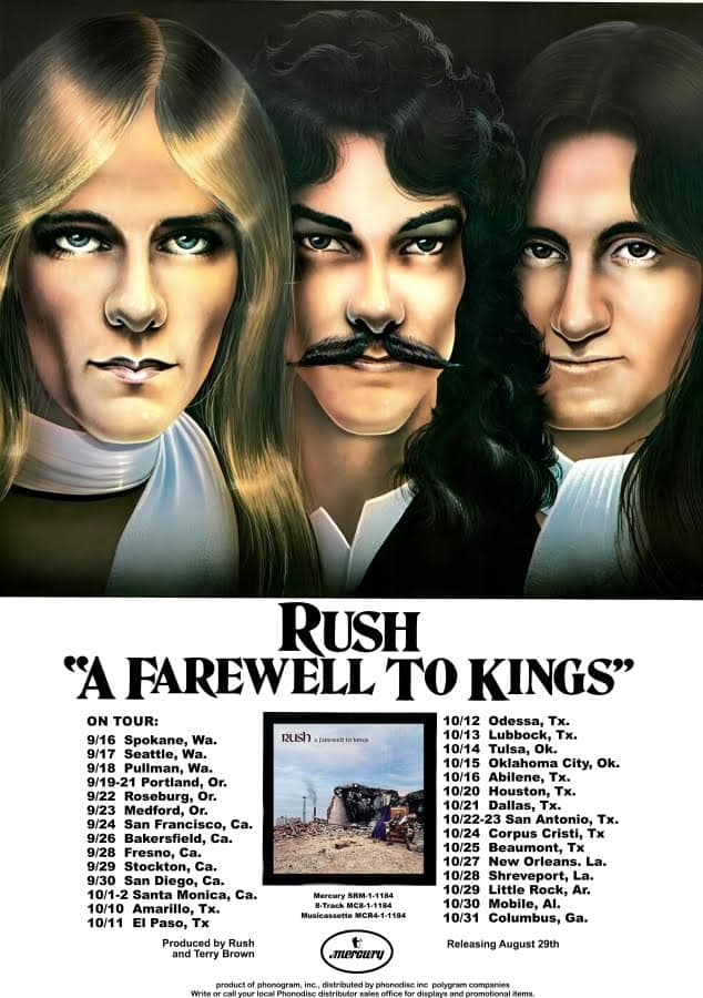 RUSH - A FAREWELL TO KINGS - 1976-1977- 13"X 19" - CONCERT POSTER