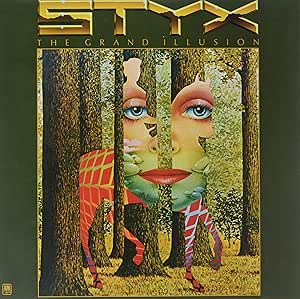 STYX - THE GRAND ILLUSION - WITH ORIGINAL LYRIC SLEEVE & ORIGINAL POSTER - USED VINYL