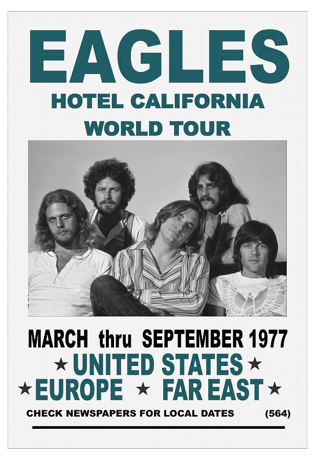 THE EAGLES- HOTEL CALIFORNIA WORLD TOUR TIN SIGN