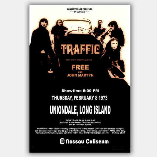 Traffic with Free (1973) - Concert Poster - 13 x 19 inches