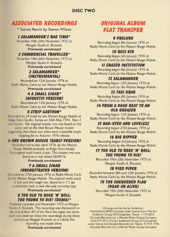 JETHRO TULL - TOO OLD TO ROCK N ROLL, TOO YOUNG TO DIE THE TV SPECIAL EDITION - CD/DVD BOOK BOXSET REMIXED IN 5.1 SURROUND SOUND BY STEVEN WILSON - USED CD