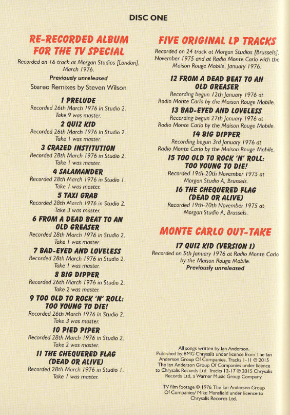 JETHRO TULL - TOO OLD TO ROCK N ROLL, TOO YOUNG TO DIE THE TV SPECIAL EDITION - CD/DVD BOOK BOXSET REMIXED IN 5.1 SURROUND SOUND BY STEVEN WILSON - USED CD