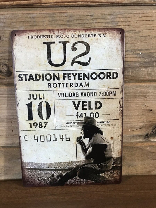 U2- STADION FEYENOORD TIN SIGN