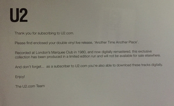 U2-Another Time, Another Place: Live At The Marquee London 1980 - (2015 RELEASE) Two 10" vinyl 45 rpm limited edition - (*NM) - USED VINYL
