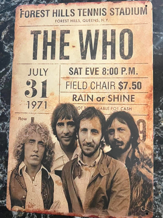 THE WHO- FOREST HILLS TENNIS STADIUM - TIN SIGN