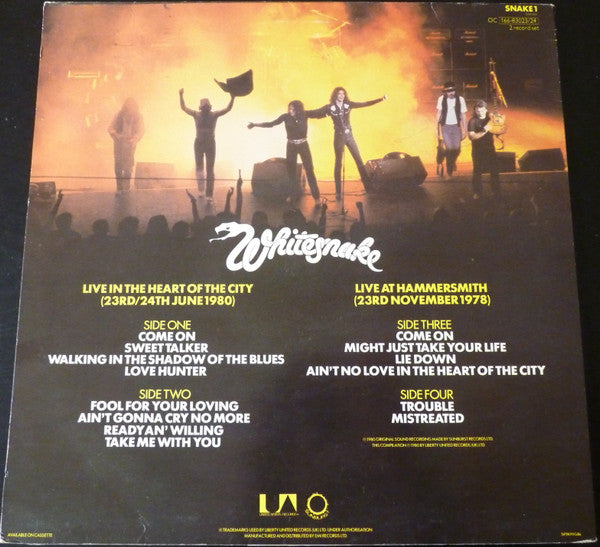 WHITESNAKE - LIVE....IN THE HEART OF THE CITY - ORIGINAL 1979/1980 PRESSINGS 2 LP'S - U.K. IMPORTUSED VINYL