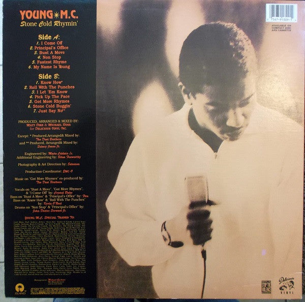 YOUNG M.C - STONE COLD RHYMIN' - ORIGINAL 1989 PRESSING - VERY CLEAN COPY AND COVER VG++ - USED VINYL