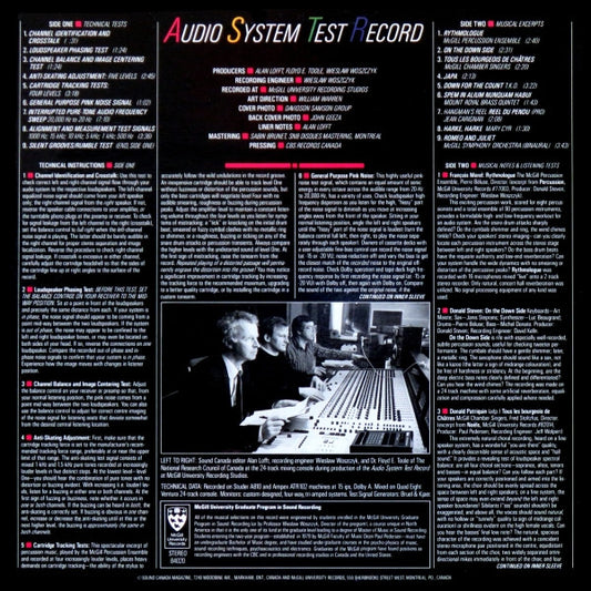 AUDIO SYSTEM TEST PRESSING - NO ARTIST  - 1984 * (NM) - USED VINYL