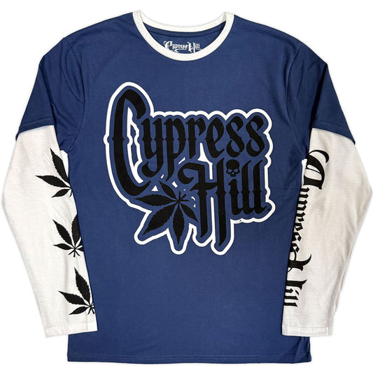 CYPRESS - LEAF & LOGO  - BLUE/WHITE LONG SLEEVE TSHIRT FULLY LICENSED MERCH - TSHIRT