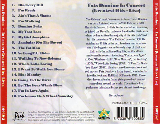 FATS DOMINO - IN CONCERT  ****RARE - GREATEST HITS LIVE - UCD