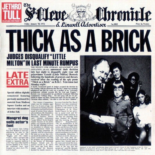 JETHRO TULL - THICK AS A BRICK - 180 GRAM VINYL & 24PG BOOKLET   - New Vinyl